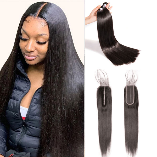 Stema Straight Virgin Hair With 2x6 Deep Part Transparent Lace Closure